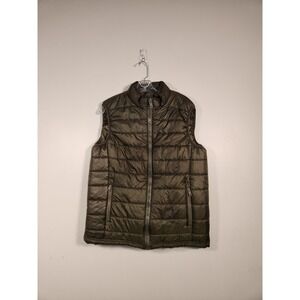 RAW 7 DESIGN Puffer Vest Men XL‎ Olive Green Quilted Full Zip Waterproof Outdoor